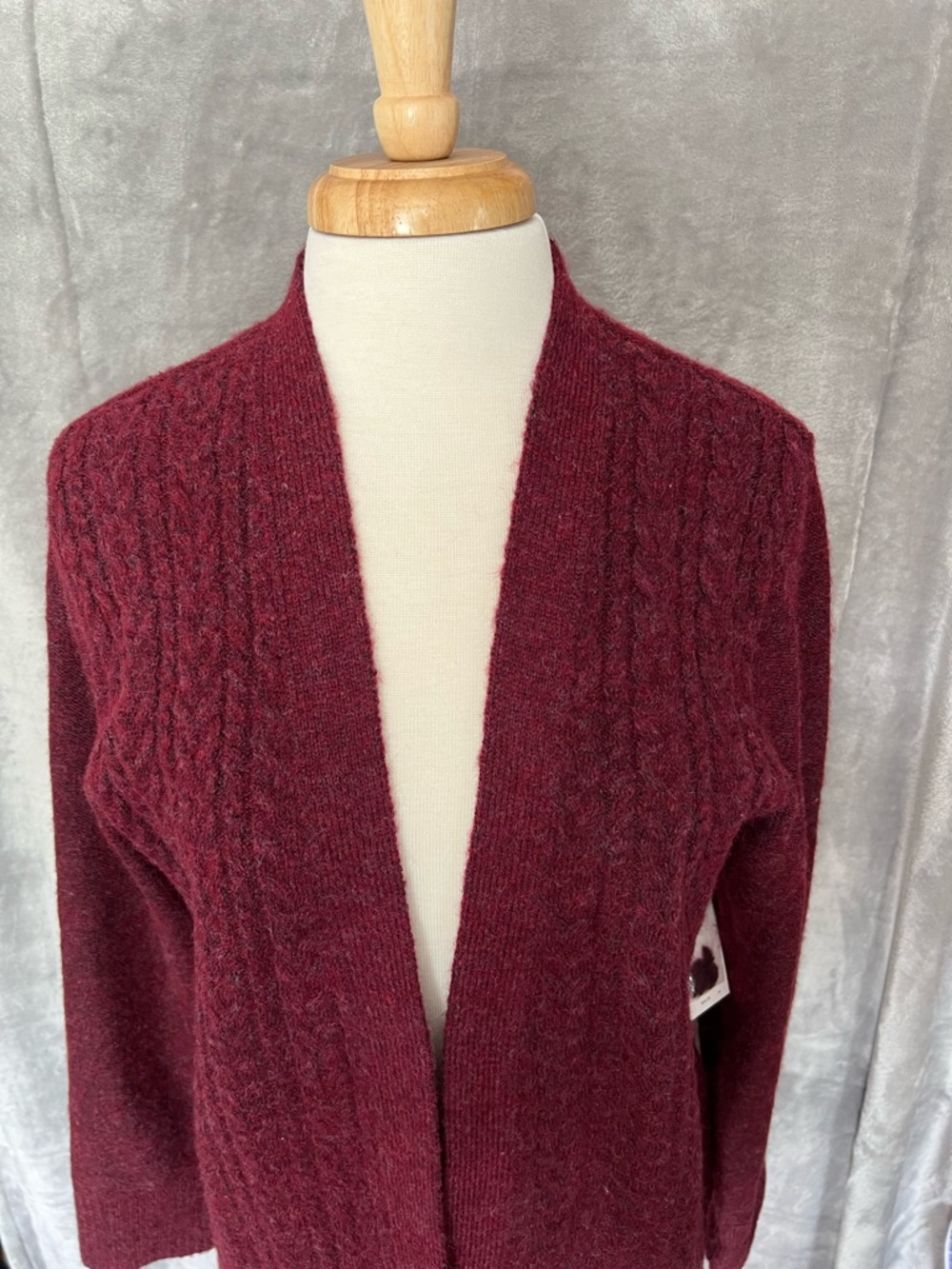 Croft & Barrow Cozy Cardigan Women Large Open Front Burgundy NWT Soft